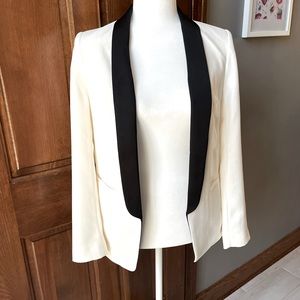 Express Design Studio Tuxedo-Style Open Blazer, XXS, Ivory, White, Black